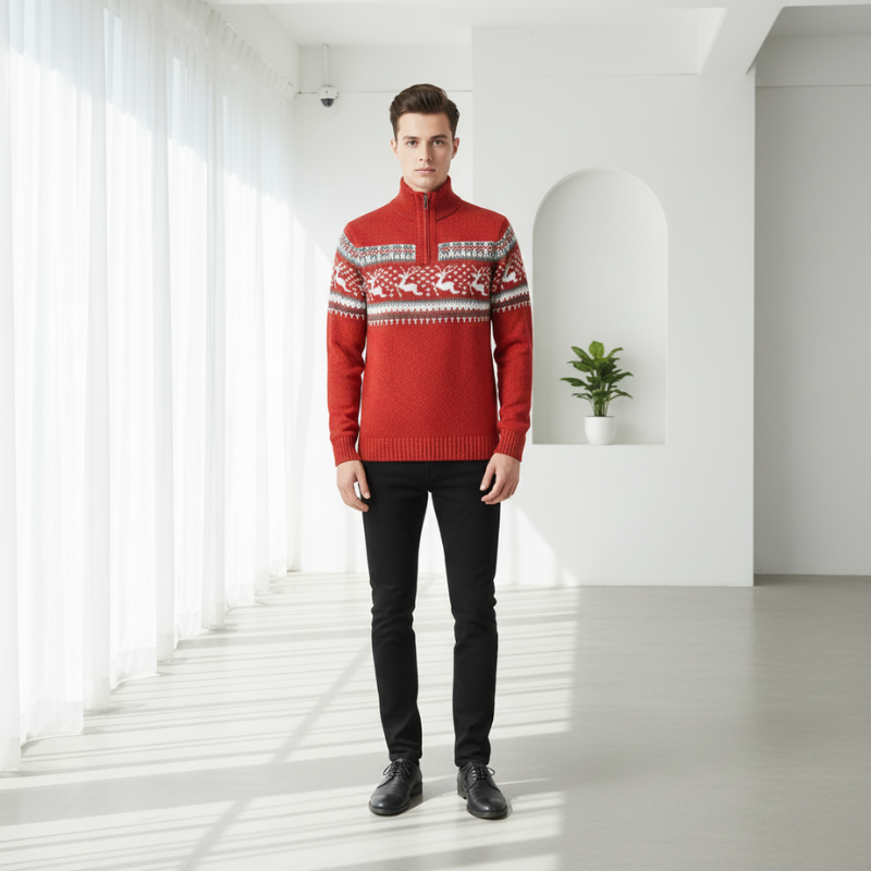 Nordrik | Nordic Half-Zip Knit Sweater for Men