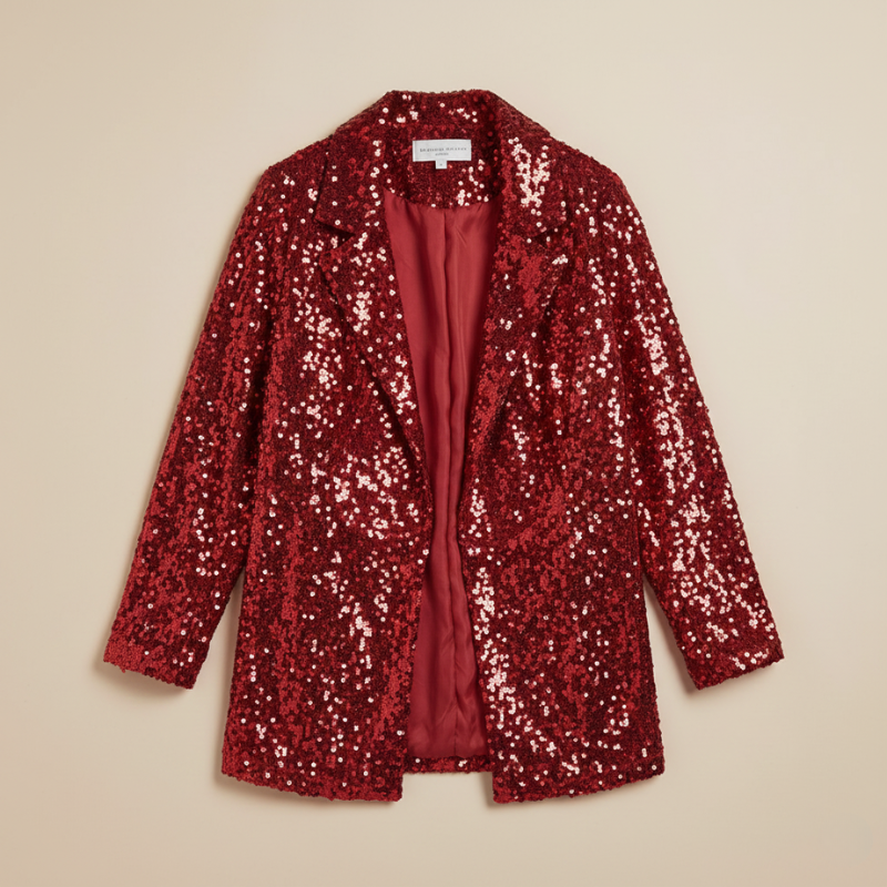Serena | Tailored Sequin Open-Front Blazer