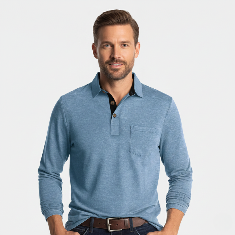 Ethan | Men’s Knit Long-Sleeve Polo