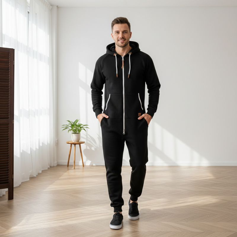 Liam | Hooded Fleece Jumpsuit for Men