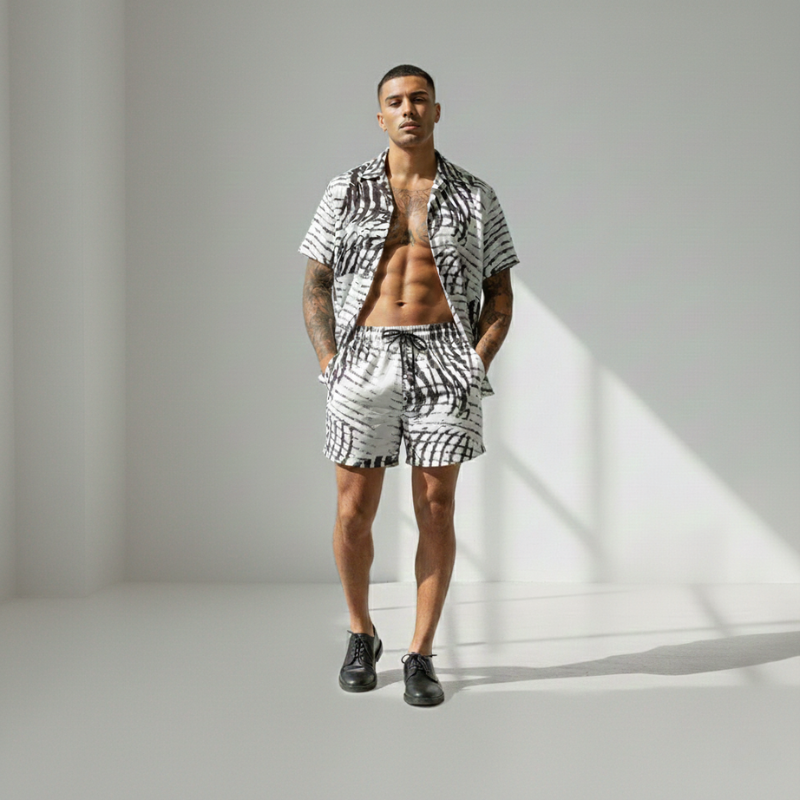 Men’s modern printed matching shirt and shorts