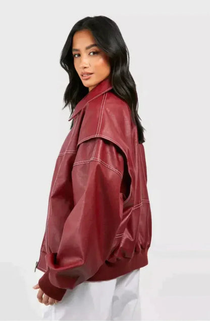Faye Oversized Leather Jacket | Stylish Women’s Statement Jacket