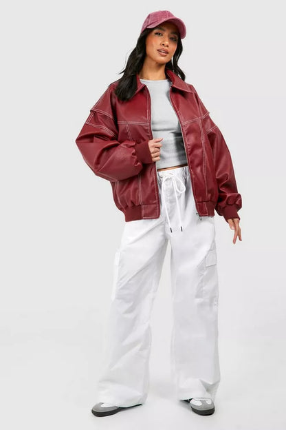 Faye Oversized Leather Jacket | Stylish Women’s Statement Jacket