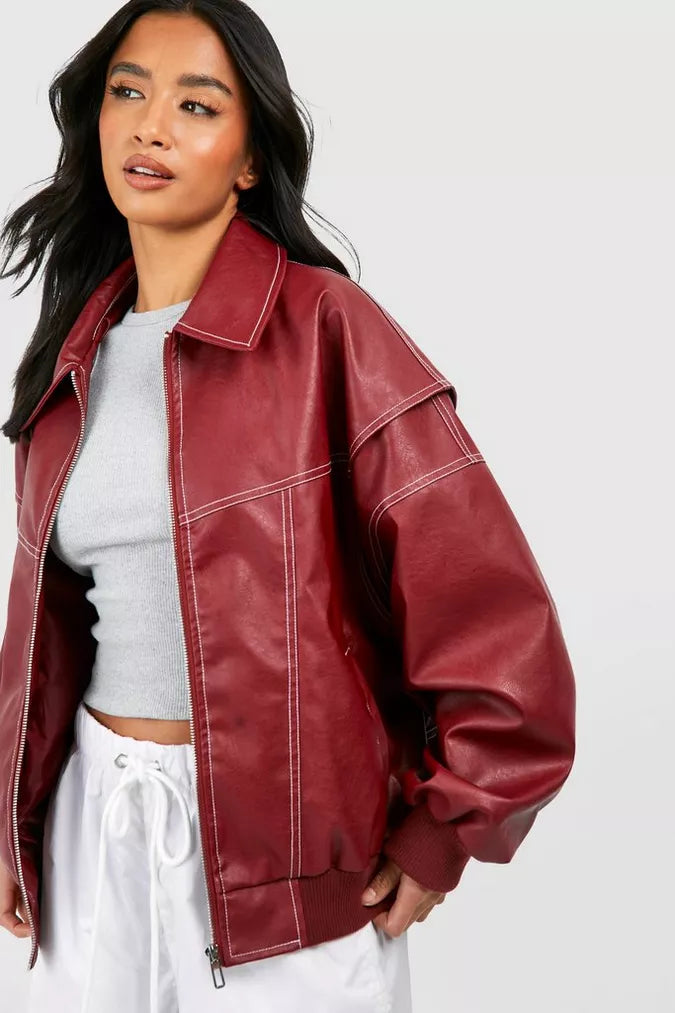 Faye Oversized Leather Jacket | Stylish Women’s Statement Jacket